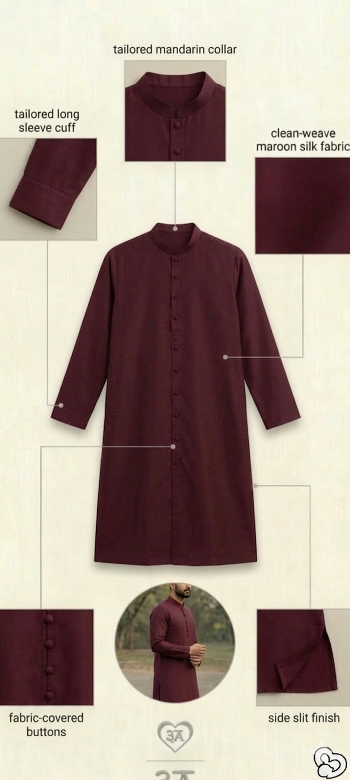 MAROON SILK KURTA