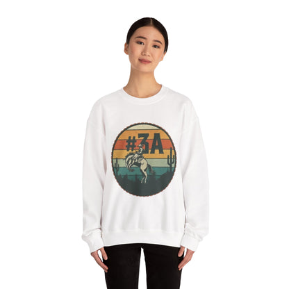 #3A Rodeo Bull Graphic Sweatshirt | Retro Sunset Desert Design