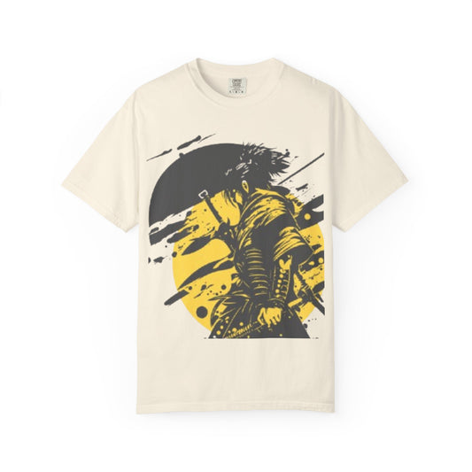 Samurai Warrior Illustration T-shirt | Yellow Sun Graphic Tee