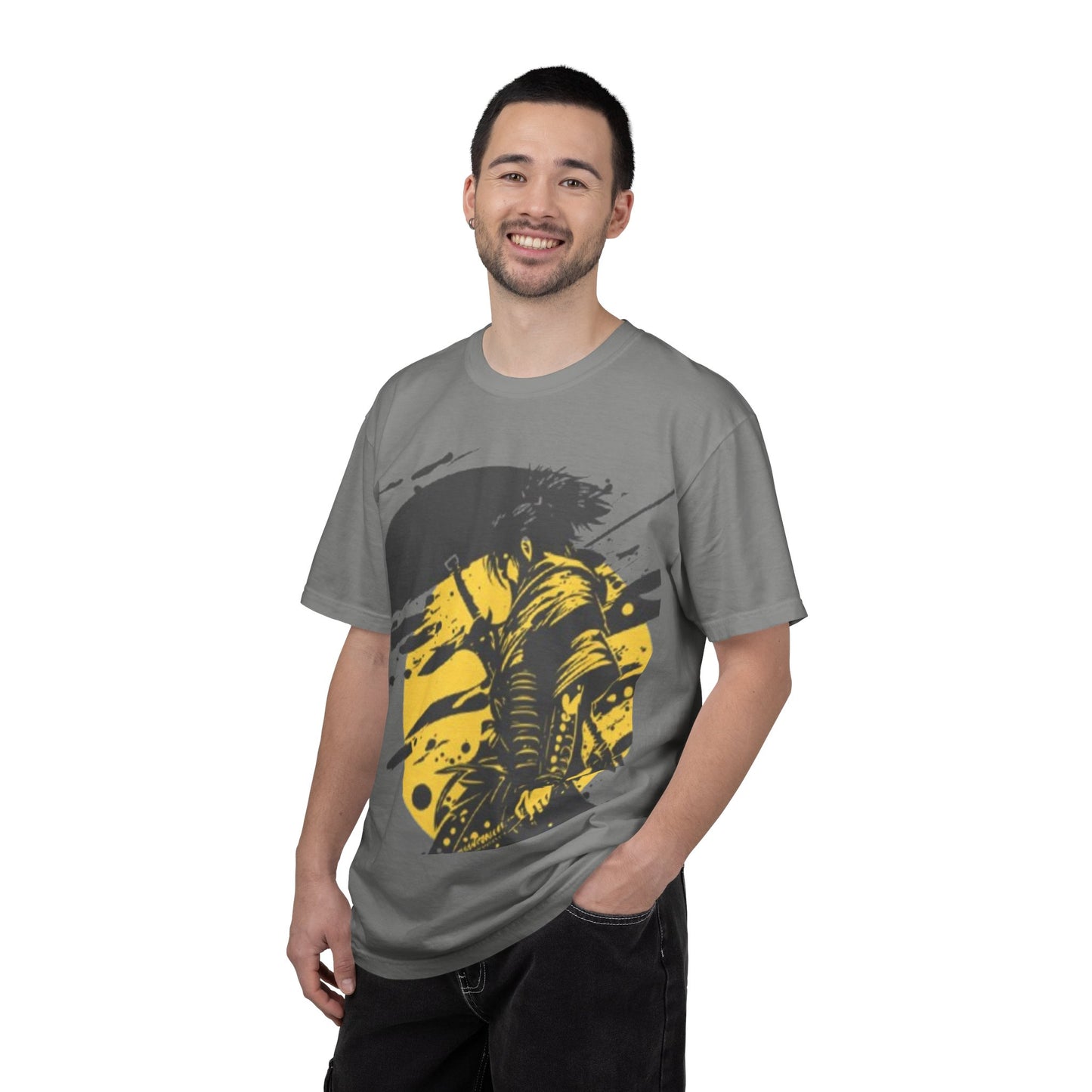 Samurai Warrior Illustration T-shirt | Yellow Sun Graphic Tee