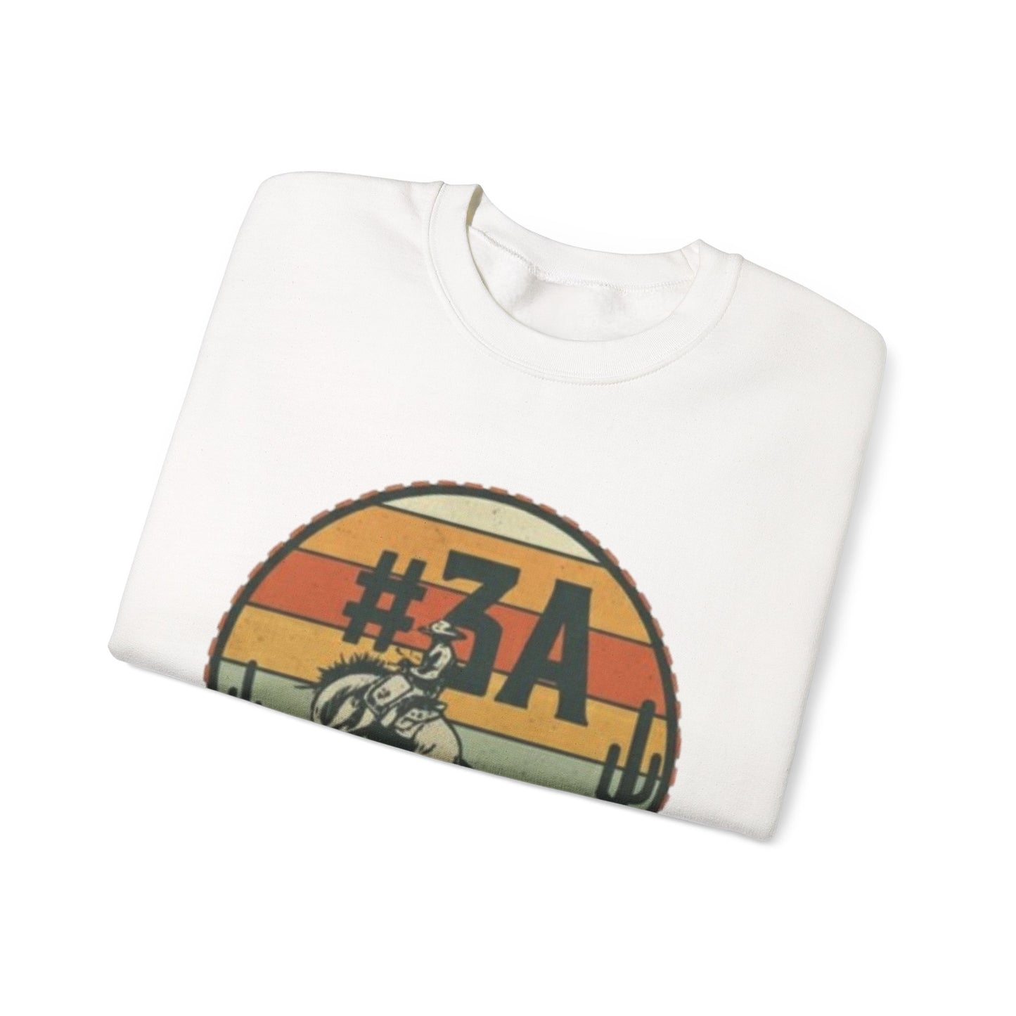 #3A Rodeo Bull Graphic Sweatshirt | Retro Sunset Desert Design