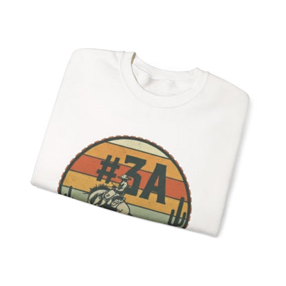 #3A Rodeo Bull Graphic Sweatshirt | Retro Sunset Desert Design