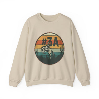 #3A Rodeo Bull Graphic Sweatshirt | Retro Sunset Desert Design