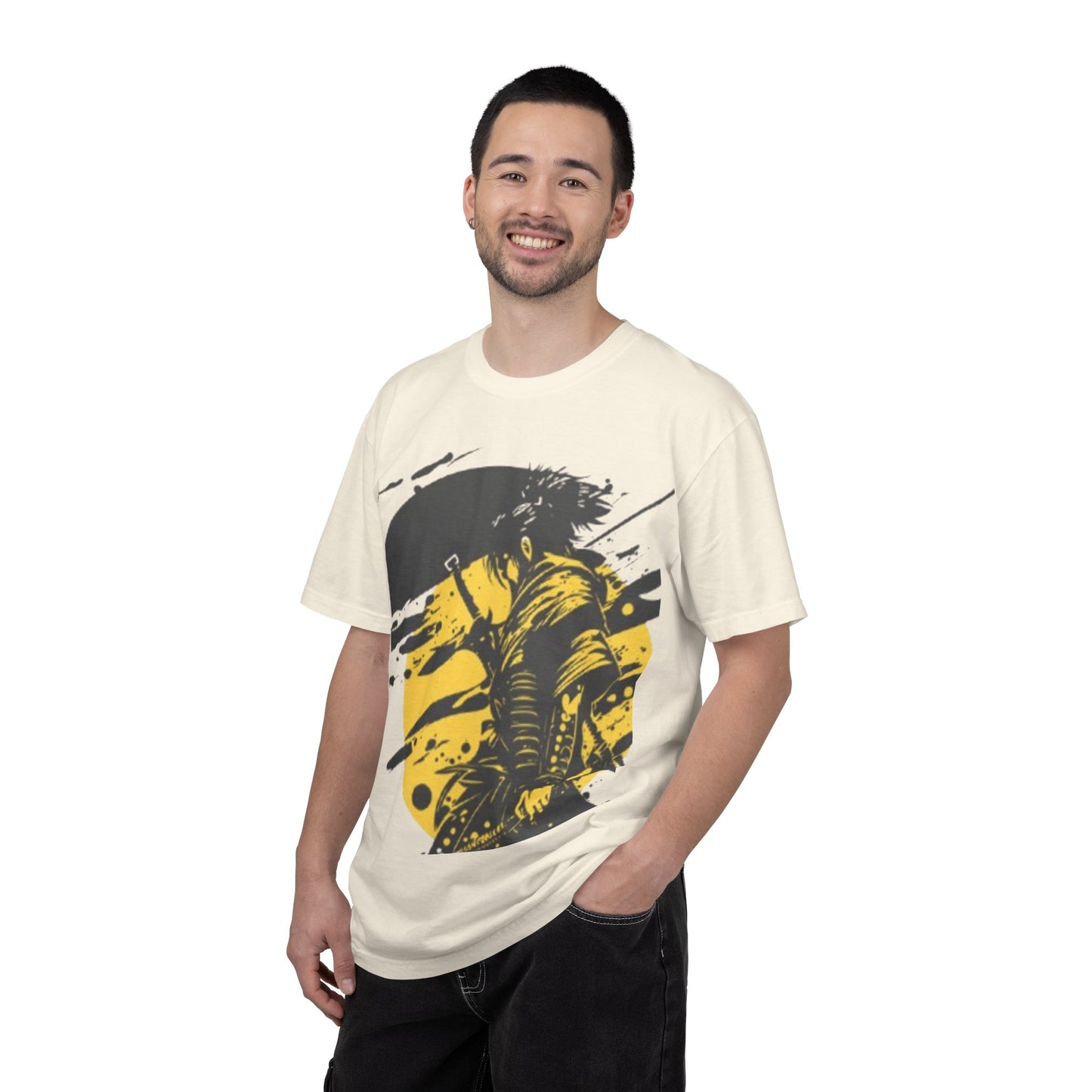 Samurai Warrior Illustration T-shirt | Yellow Sun Graphic Tee