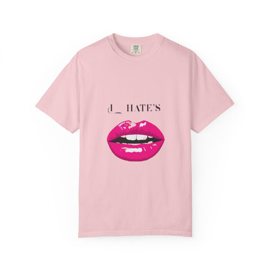 Graphic T-Shirt — Pink Glossy Lips "I Hate's" Design with #3A Back Print