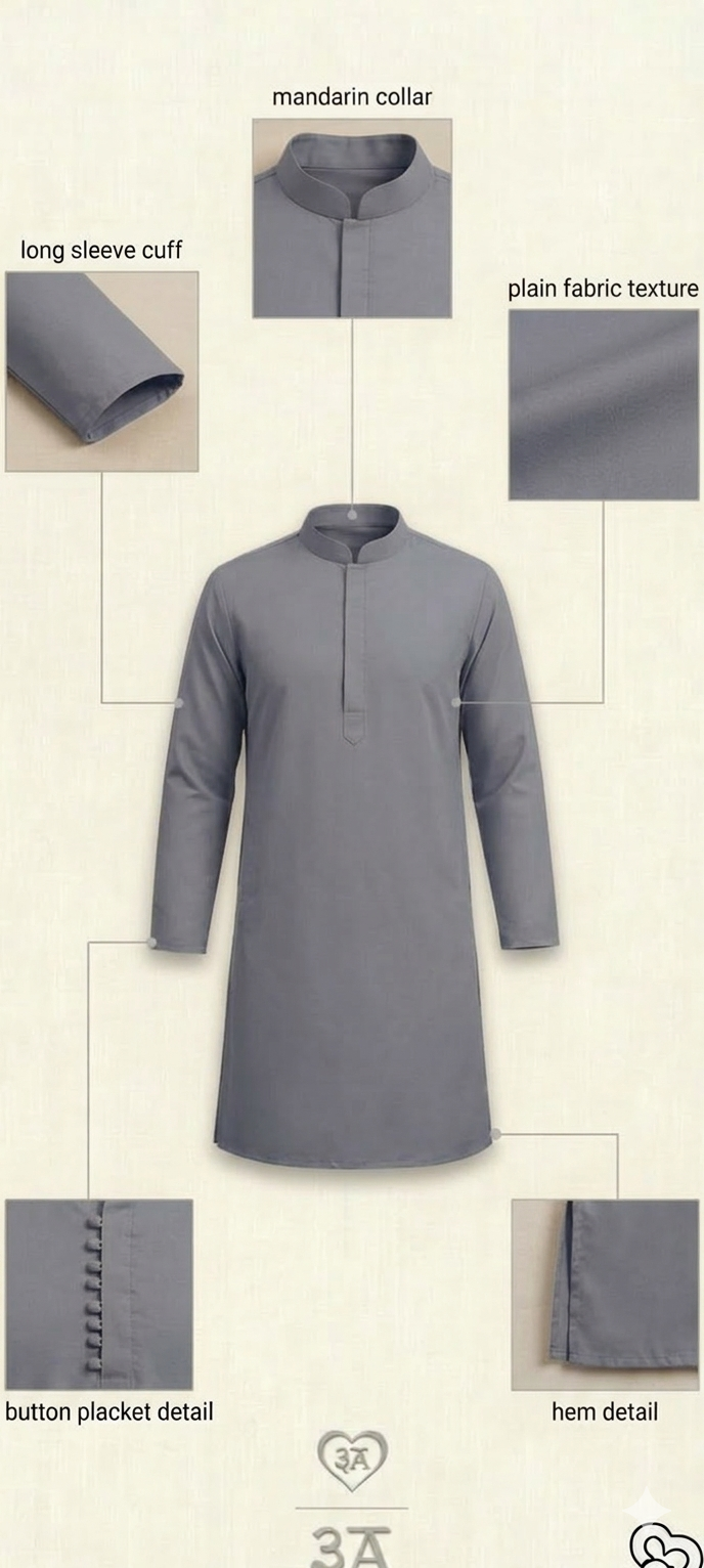 GREY MINIMAL KURTA