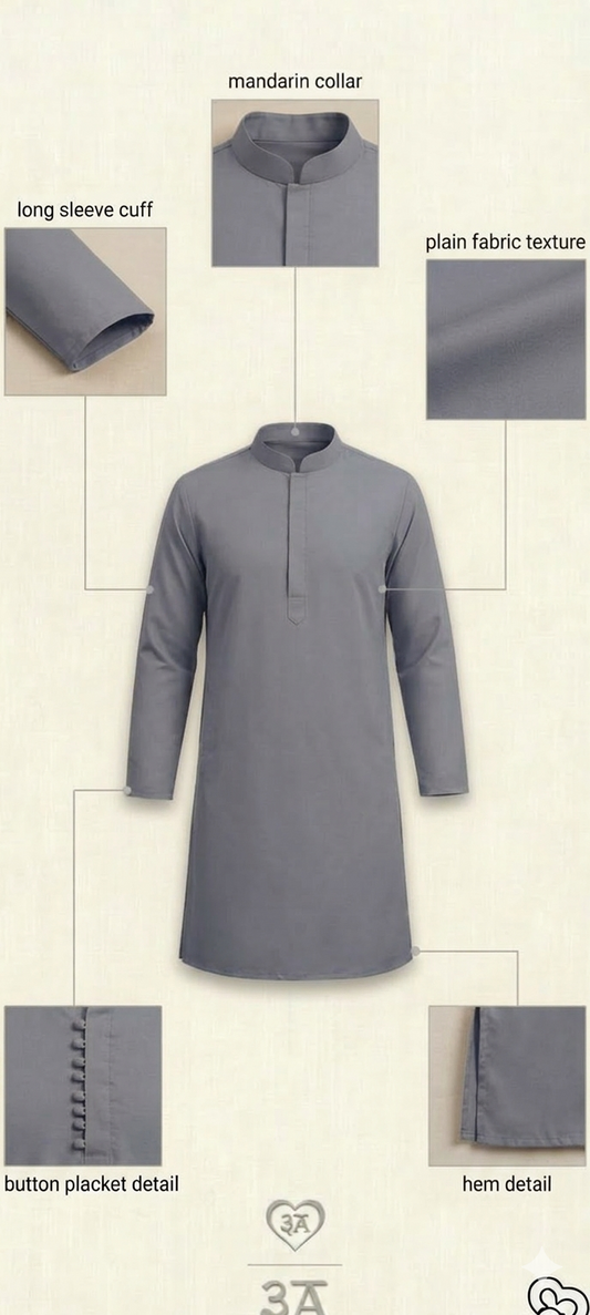 GREY MINIMAL KURTA