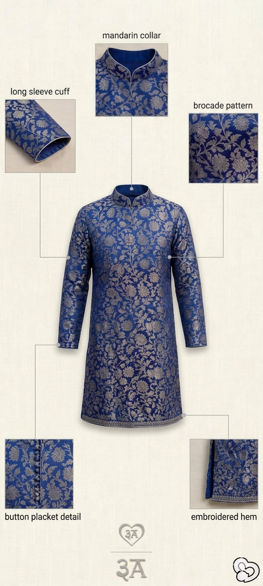 BLUE BROCADE KURTA